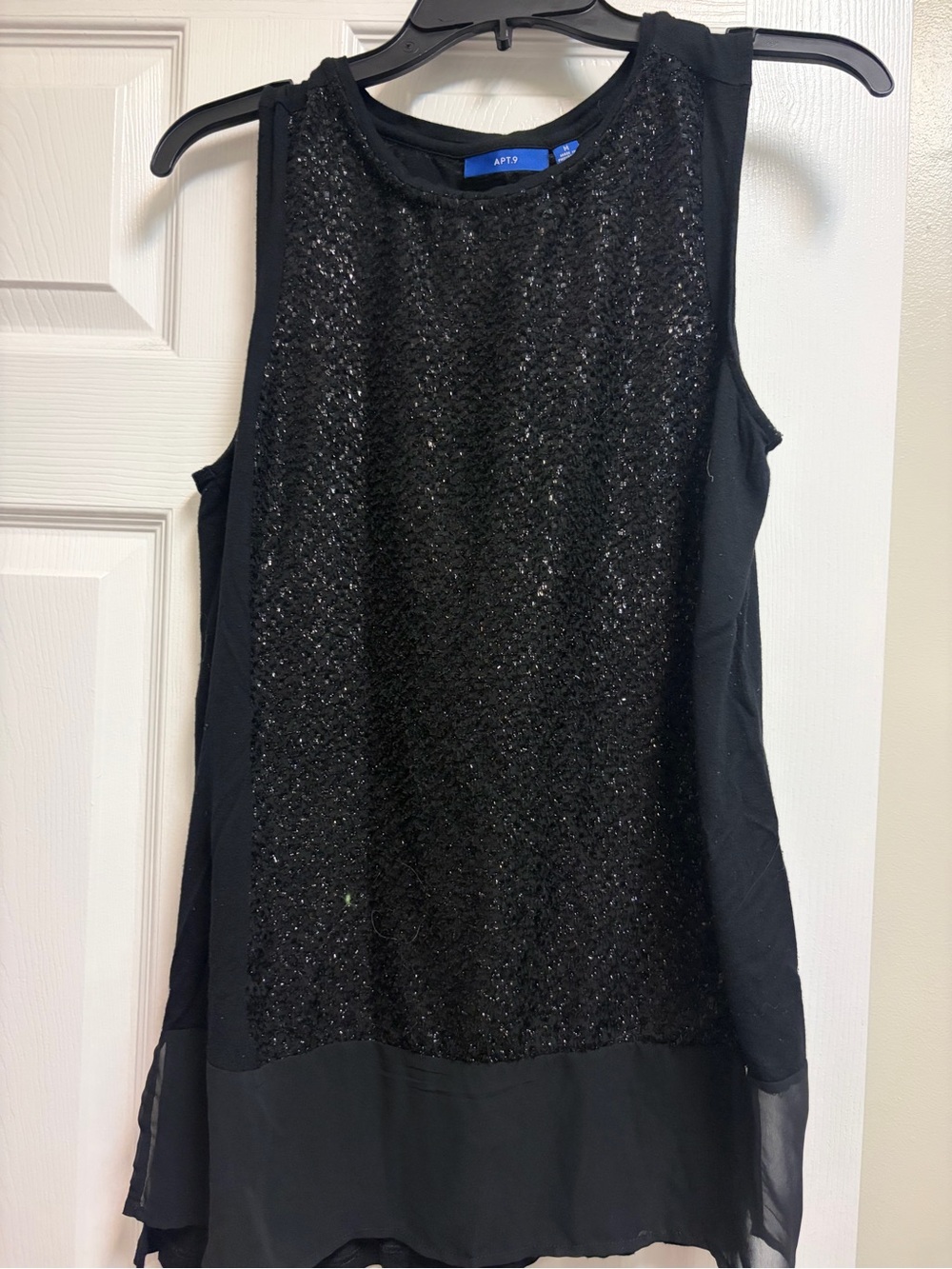 Apt. 9 Black Sequin-Front Sleeveless Tank